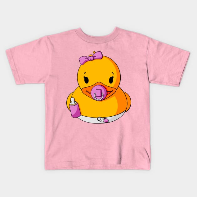 Baby Girl Rubber Duck Kids T-Shirt by Alisha Ober Designs